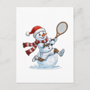 Cartão Postal De Festividades Tenista de Neve Natal 2026 Feriado Esporte