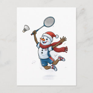 Cartão Postal De Festividades Tenista de Neve Natal 2026 Feriado Esporte