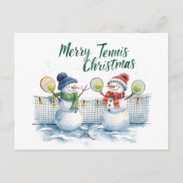 Cartão Postal De Festividades Tennis Christmas  Festive Snowman 