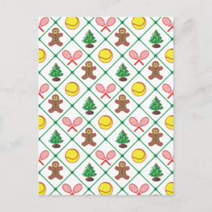 Cartão Postal De Festividades Tennis Christmas pattern