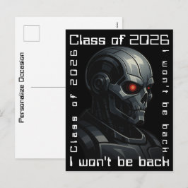 Cartão Postal De Festividades Terminator Skull Graduation Class of 2026 Design