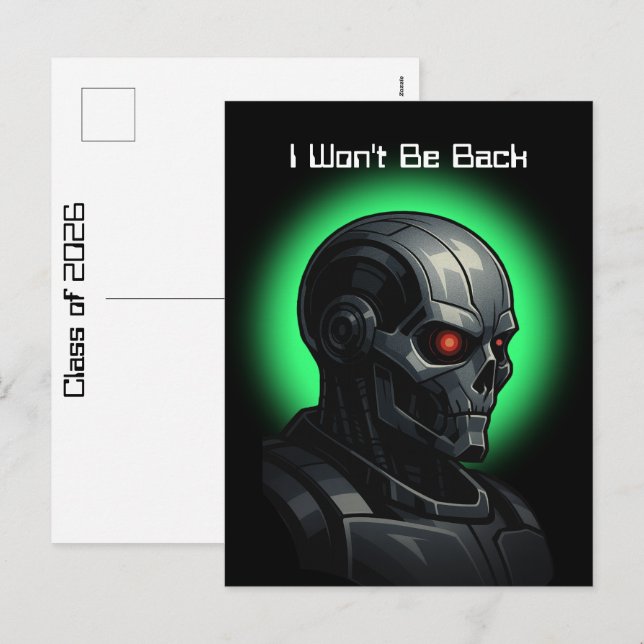 Cartão Postal De Festividades Terminator Skull Graduation Class of 2026 Graphic (Frente/Verso)