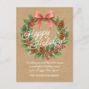 Cartão Postal De Festividades Terra Clássica De Dezembro Com Aquarela De Arco Ro