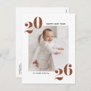 Cartão Postal De Festividades Terracotta Bold Typografia 2025 Foto de Ano Novo