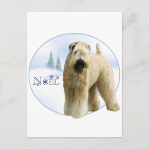 Cartão Postal De Festividades Terrier Wheaten brandamente revestido Noel