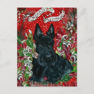 Cartão Postal De Festividades Terrier Xmas escocês