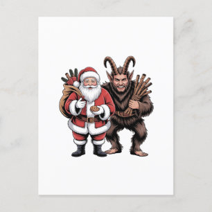 Cartão Postal De Festividades Terror Santa Claus Krampus Natal assustador