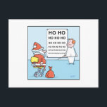 Cartão Postal De Festividades Teste do olho de Santa dos desenhos animados do<br><div class="desc">Papai noel nos optometristas para um teste do olho</div>