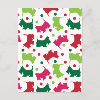 Cartão Postal De Festividades Teste padrão escocês do Natal dos terrier