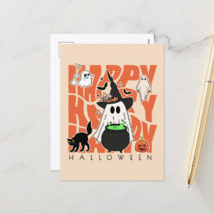 Cartão Postal De Festividades Testemunhar Divertido   Feliz Halloween Magic & Mi