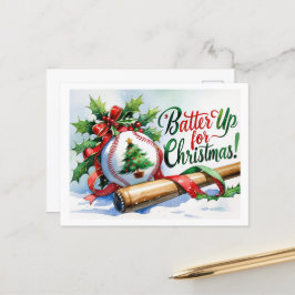 Cartão Postal De Festividades Teto de Natal de Baseball