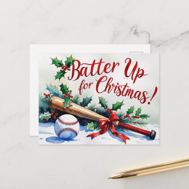 Cartão Postal De Festividades Teto de Natal de Baseball (Frente/Verso In Situ)