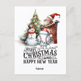 Cartão Postal De Festividades Teto de Natal de Baseball