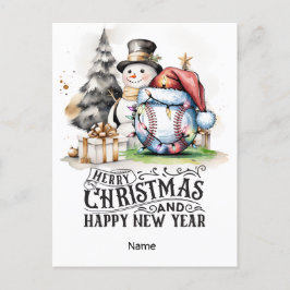 Cartão Postal De Festividades Teto de Natal de Baseball