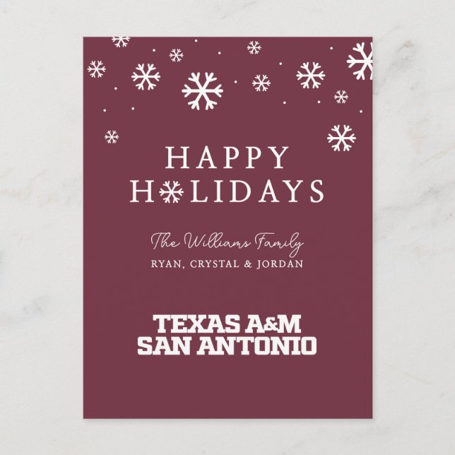 Cartão Postal De Festividades Texas A&M San Antonio (Frente)