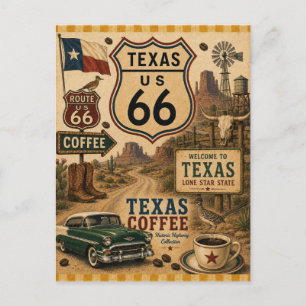 Cartão Postal De Festividades Texas Route 66 Lone Star Estrada de Férias
