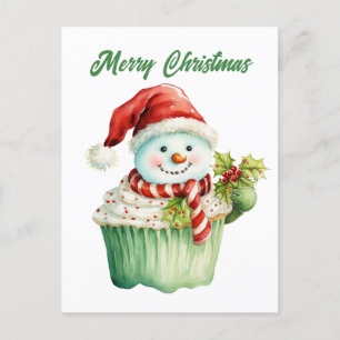 Cartão Postal De Festividades Texto de adição de cupcake de Natal de Aquarela