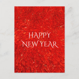 Cartão Postal De Festividades Texto do Feliz ano novo vermelho brilhante festivo