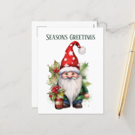 Cartão Postal De Festividades Texto do gnomo da aquarela natalina Feriado