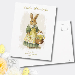 Cartão Postal De Festividades Texto Personalizado de Bênção de páscoa do Coelho 