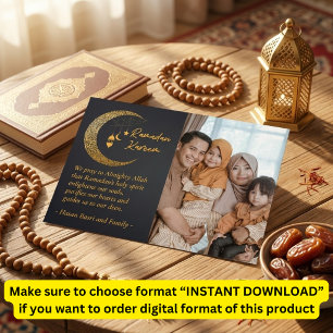 Cartão Postal De Festividades Texto Personalizado de Foto Ramadan Kareem Moon