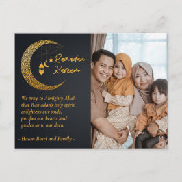 Cartão Postal De Festividades Texto Personalizado de Foto Ramadan Kareem Moon