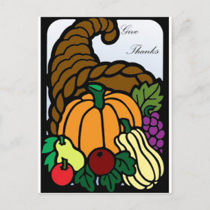 Cartão Postal De Festividades Thanksgiving Cornucopia