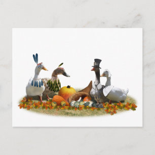 Cartão Postal De Festividades Thanksgiving Ducks - Pilgrims & Indians