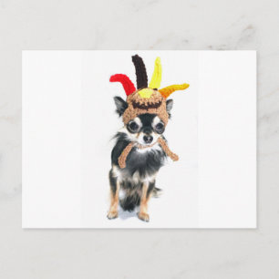 Cartão Postal De Festividades Thanksgiving Turkey Chihuahua