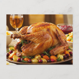 Cartão Postal De Festividades Thanksgiving Turkey Postcard Cozy Holiday Dinner