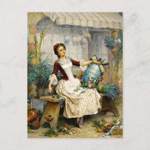 Cartão Postal De Festividades The Easter Eggs, fine art vintage painting