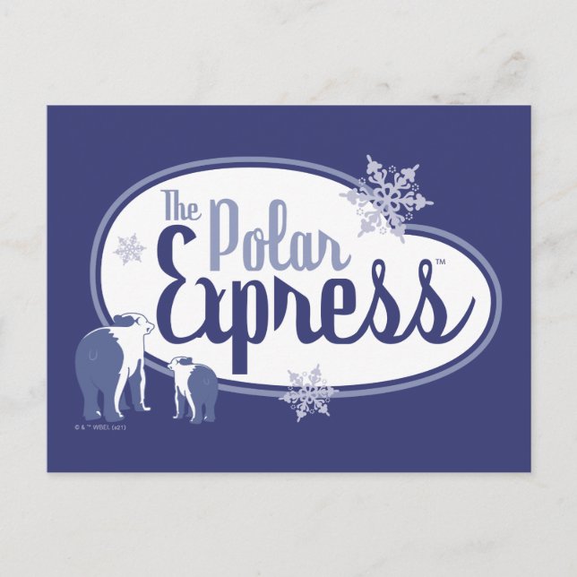 Cartão Postal De Festividades The Polar Express | Gráfico Retro de Ursos Polares (Frente)