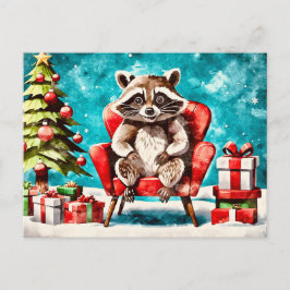 Cartão Postal De Festividades The Raccoon’s Christmas Chair