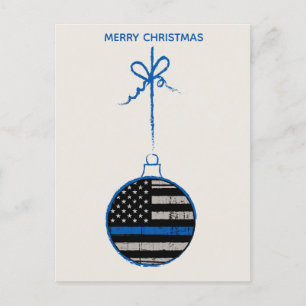Cartão Postal De Festividades Thin Blue Line Christmas - Police Family