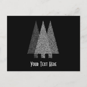 Cartão Postal De Festividades Three Snowy Christmas Trees. Black White.