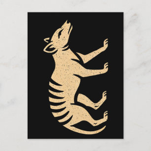 Cartão Postal De Festividades Thylacine Woodcut - Espírito da Tasmânia em Vintag