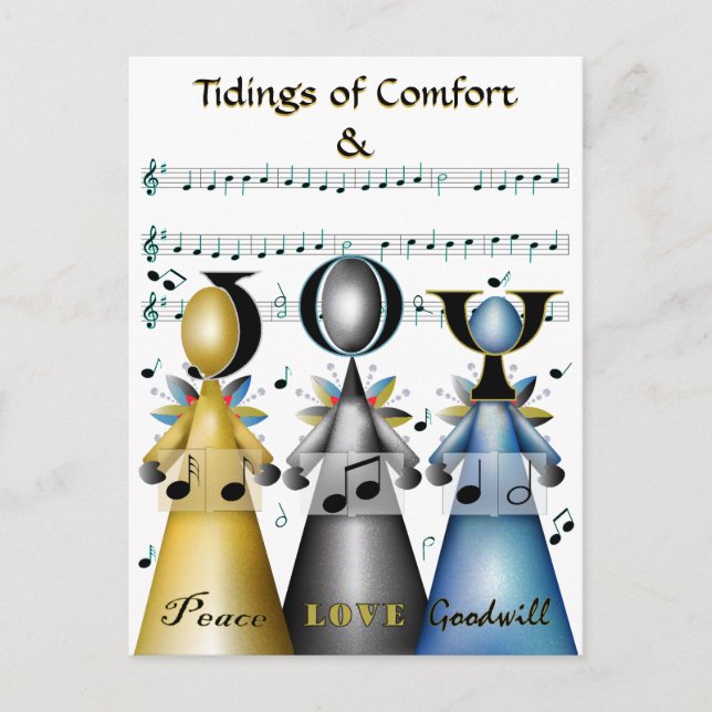 Cartão Postal De Festividades Tidings of Comfort and Joy Christmas Carolers (Frente)