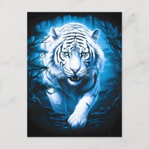 Cartão Postal De Festividades Tigre Branco Selvagem Florestal