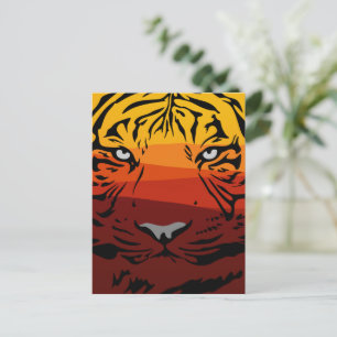 Cartão Postal De Festividades Tigre, design, textura plana, de animal, colorida