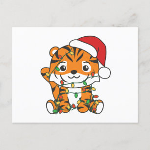 Cartão Postal De Festividades Tigres de Natal para Animais de Inverno de Tigre