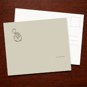 Cartão Postal De Festividades Tinteiro Dark Academia – Biblioteca Vintage Minima