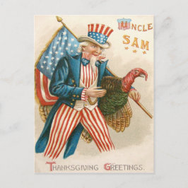 Cartão Postal De Festividades Tio Sam Dia de Ação de Graças Patriótico Peru Band