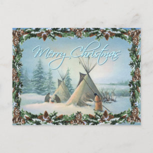 Cartão Postal De Festividades TIPI CAMP SQUAW & BOUGHS by SHARON SHARPE