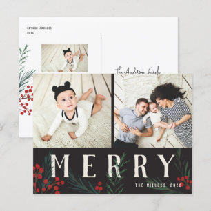 Cartão Postal De Festividades Tipografia Botânica 2 Feliz Fotográfica