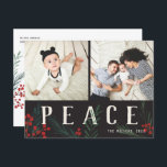 Cartão Postal De Festividades Tipografia Botânica 2 Foto para Paz<br><div class="desc">Cartão Postal. Completamente personalizável de todas as formas possíveis, esta nova coleção de cartões de férias apresenta os nossos frutos de inverno pintados manualmente e trabalho de arte de folhagem. Boas saudações modernas entrelaçadas entre a trabalho de arte faz uma declaração tipográfica caprichosa que se destaca. Esta coleção inclui várias...</div>