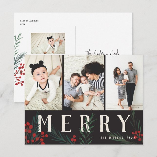 Cartão Postal De Festividades Tipografia Botânica 3 FotoFeliz (Frente/Verso)