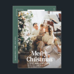 Cartão Postal De Festividades Tipografia botânica de cor aquática moderna verde-<br><div class="desc">Cheio moderno sangrou foto elegante rústica,  crosta aquosa,  cor seca,  cor botânica,  cor mutada,  cor mutada,  cartão de Natal de Natal. Verde-sábio,  verde-caçador,  preto,  branco e castanho moderno na via colorida.</div>