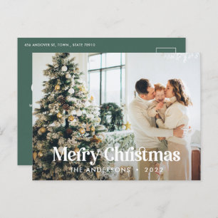 Cartão Postal De Festividades Tipografia botânica de cor verde-salgada moderna