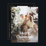 Cartão Postal De Festividades Tipografia botânica moderna e elegante Ho<br><div class="desc">Cheio moderno sangrou foto elegante rústica,  crosta aquosa,  cor seca,  cor botânica,  cor mutada,  cor mutada,  cartão de Natal de Natal. Verde-sábio,  verde-caçador,  preto,  branco e castanho moderno na via colorida.</div>