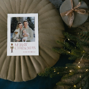 Cartão Postal De Festividades Tipografia de Foto de Natal Feliz do Nutcracker Mo